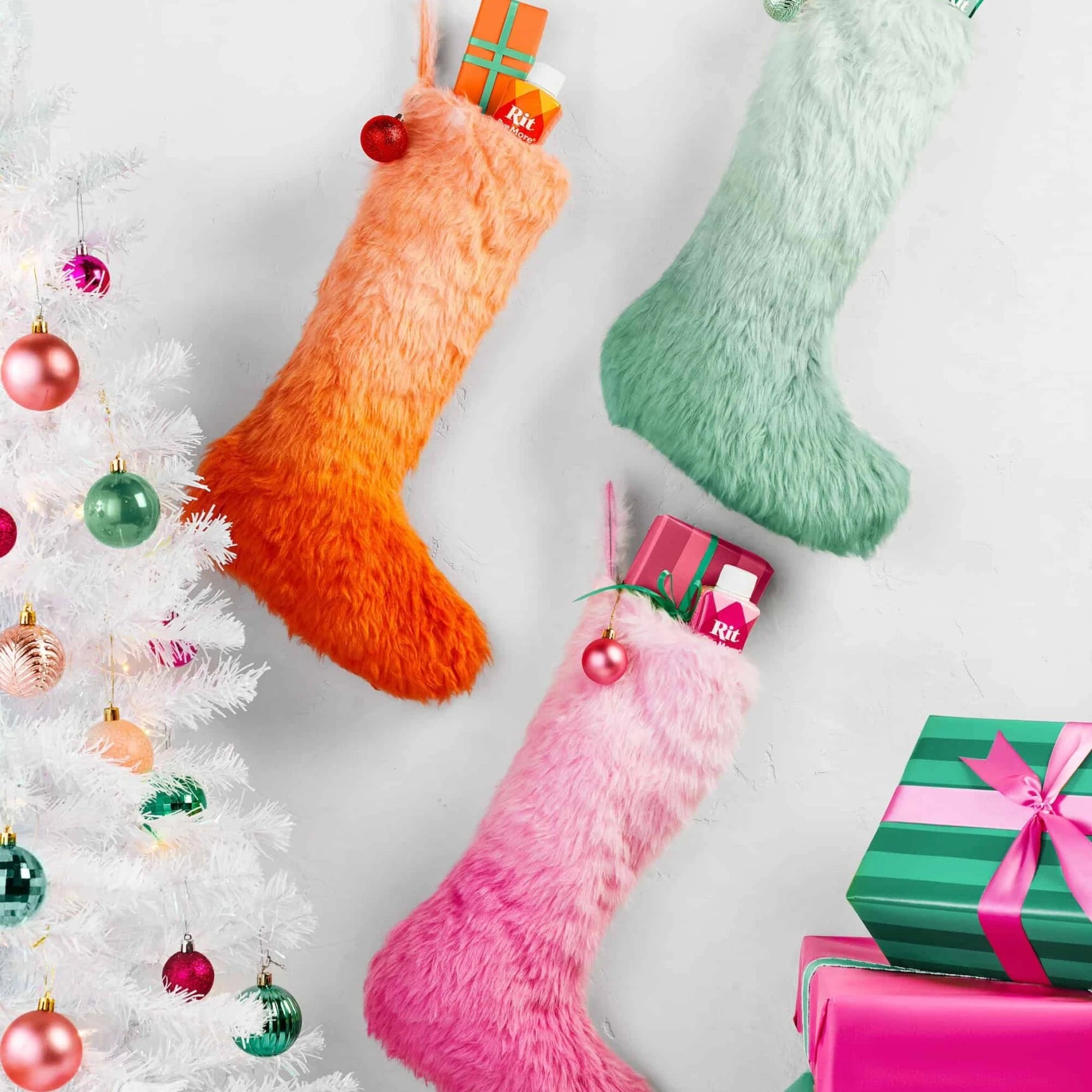 Ombre Fuzzy Christmas Stockings