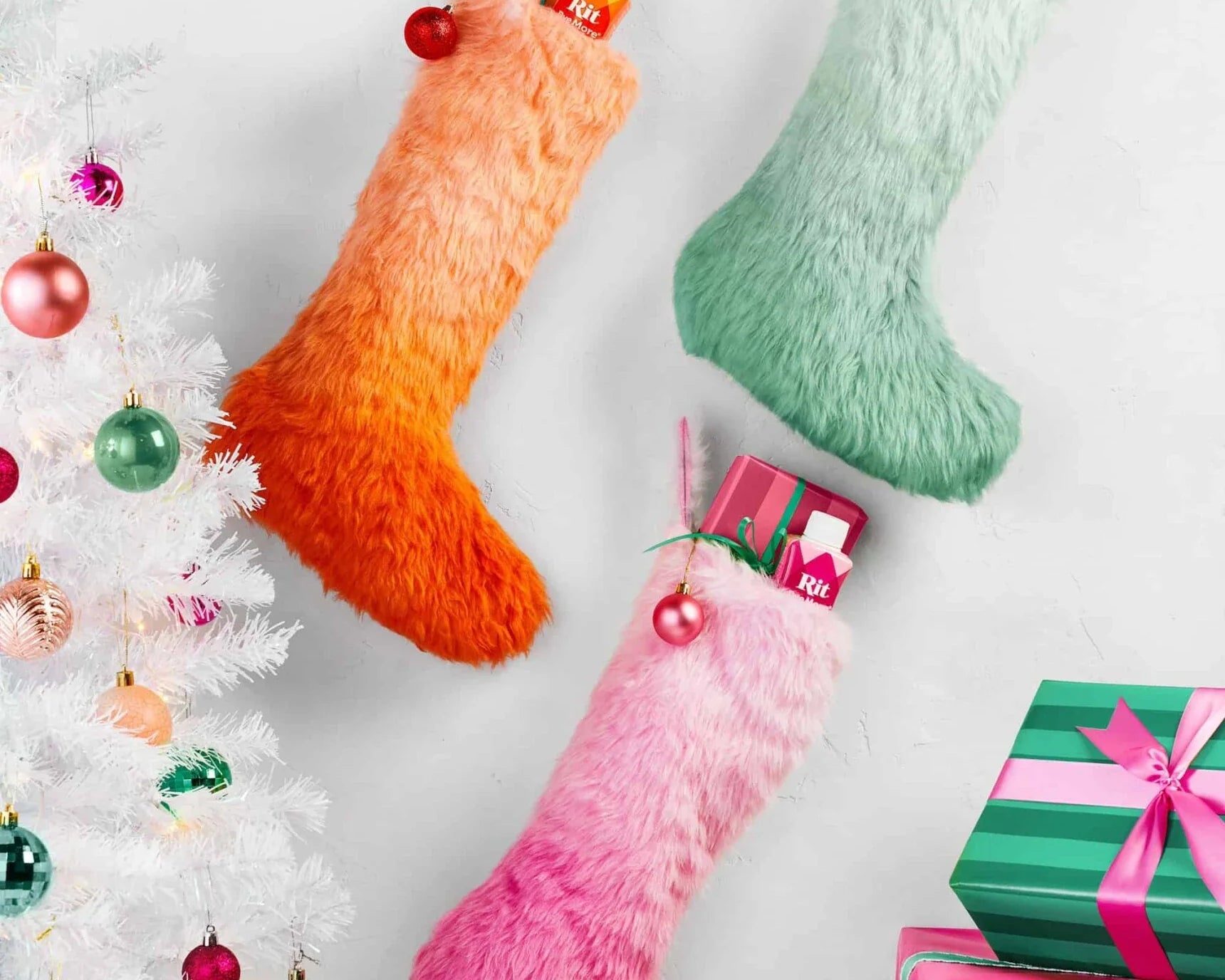 Ombre Fuzzy Christmas Stockings
